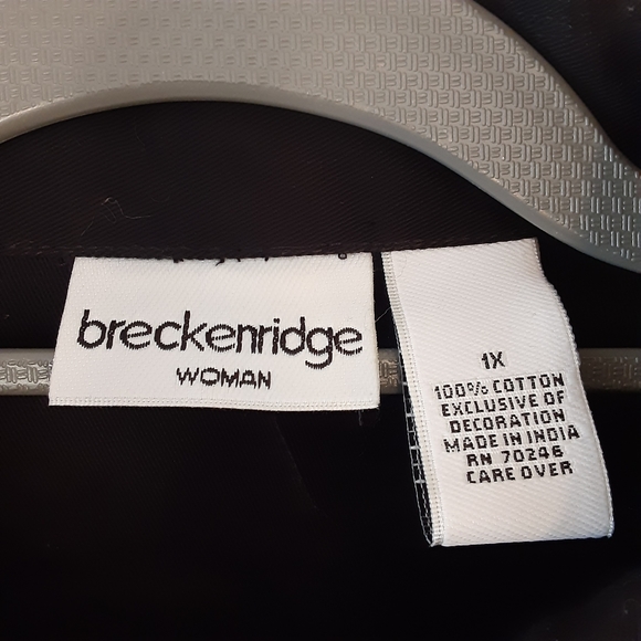 BRECKENRIDGE Black Embroidered Tropical Cocktail Cotton Button Jacket WMS Sz. 1X - Picture 2 of 10